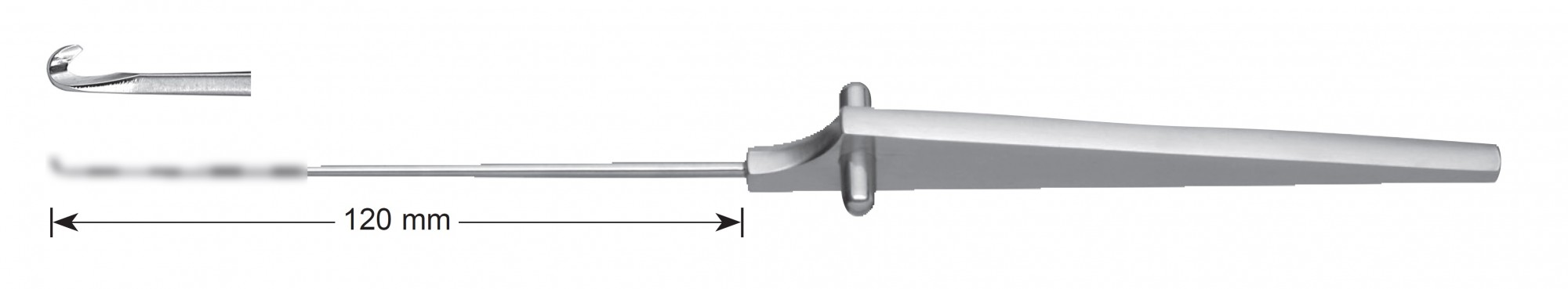 LW-49-0680, Hook knife 3.0 mm, Solid Triangular Handle, working length 120 mm, total length 235 mm