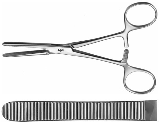 AE-AN908R, KLINIKUM BERLIN, TUBING CLAMP, HEAVY PATTERN, LONG RATCHET, 145 mm, 5 3/4"