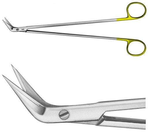 AE-BC245R, DE BAKEY 	DUROTIP VESSEL SCISSORS 	GALL DUCT SCISSORS, ANGLED 60° 	220 mm, 8 3/4"