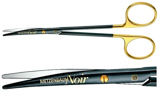 AE-BC259B, BABY-METZENBAUM 	NOIR DISSECTING SCISSORS 	CURVED 	145 mm, 5 3/4" 