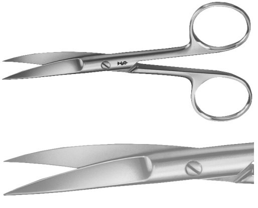 AE-BC441R, SURGICAL SCISSORS 	CURVED, SHARP / SHARP 	115 mm, 4 1/2" 