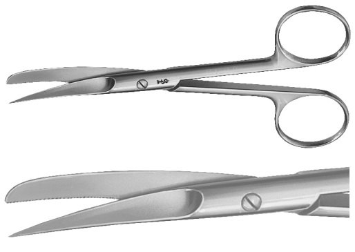 AE-BC497R, SCISSORS FOR WOUND EDGES 	STRAIGHT, SHARP / BLUNT, 1 BLADE SERRATED 	130 mm, 5 1/2" 