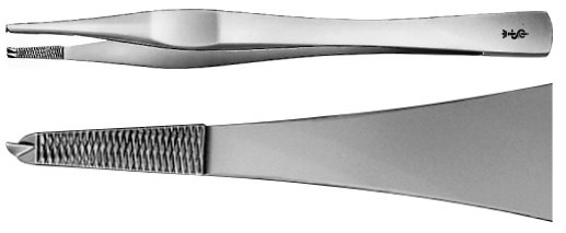 AE-BD602R, LANE 	TISSUE FORCEPS 	EXTRA STRONG, 1X2 TEETH 	125 mm, 5" 