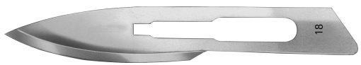 AE-BB518, SCALPEL BLADES 	FIG. 18, CARBON STEEL, PAK = PACKAGE OF 100 PIECES IN DISPENSER PACKAGE 