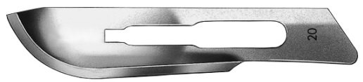 AE-BB520, SCALPEL BLADES 	FIG. 20, CARBON STEEL, PAK = PACKAGE OF 100 PIECES IN DISPENSER PACKAGE 