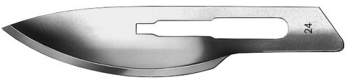 AE-BB524, SCALPEL BLADES 	FIG. 24, CARBON STEEL, PAK = PACKAGE OF 100 PIECES IN DISPENSER PACKAGE  