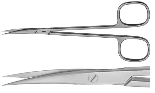 AE-BC017R, NERVE DISSECTING SCISSORS 	CURVED, BLADES OUTSIDE SEMI-SHARP 	140 mm, 5 1/2" 