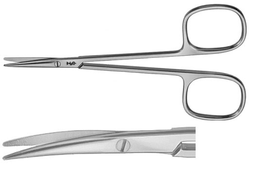 AE-BC021R, DISSECTING- AND STRABISMUS SCISSORS 	CURVED 	115 mm, 4 1/2" 