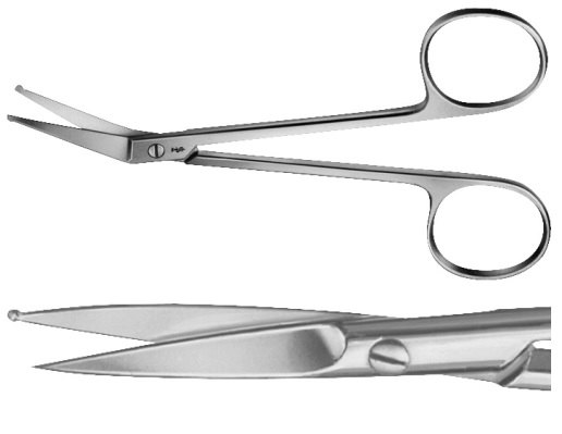 AE-BC033R, STRABISMUS SCISSORS ANGLED TO SIDE 	115 mm, 4 1/2" 