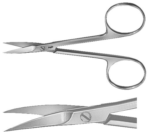 AE-BC101R, IRIS AND LIGATURE SCISSORS CURVED 	90 mm, 3 1/2"