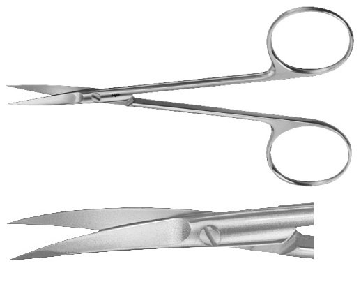 AE-BC107R, IRIS AND LIGATURE SCISSORS CURVED 	115 mm, 4 1/2"