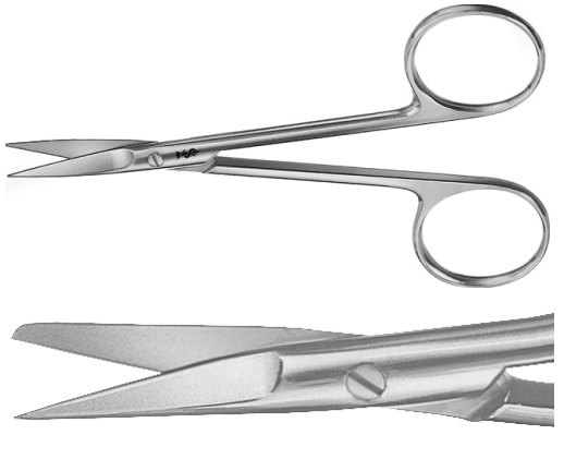 AE-BC112R, IRIS AND LIGATURE SCISSORS STRAIGHT BLUNT / SHARP ,110MM 	110 mm, 4 3/8" 