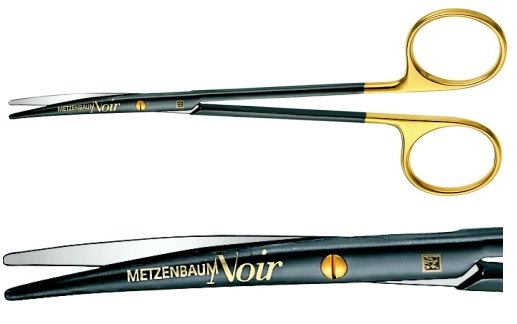 AE-BC259WB, BABY-METZENBAUM 	NOIR DISSECTING SCISSORS 	W-CUT, CURVED 	145 mm, 5 3/4"