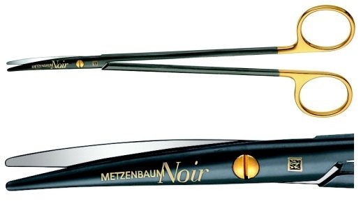 AE-BC265WB, METZENBAUM 	NOIR DISSECTING SCISSORS 	W-CUT, CURVED 	200 mm, 8"