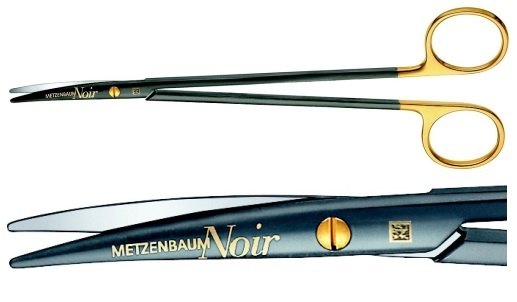 AE-BC271WB, METZENBAUM 	NOIR DISSECTING SCISSORS 	W-CUT, CURVED 	180 mm, 7" 