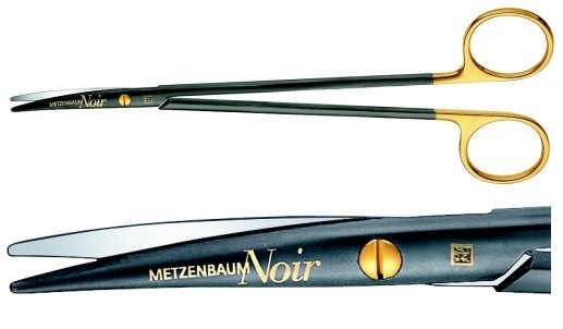 AE-BC275WB, METZENBAUM 	NOIR DISSECTING SCISSORS 	W-CUT, CURVED 	200 mm, 8" 