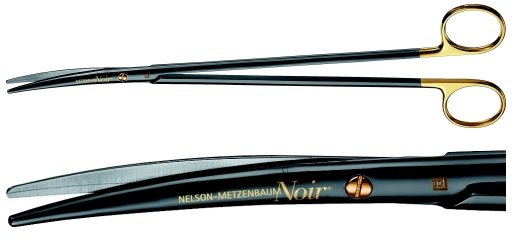 AE-BC279B, NELSON-METZENBAUM 	NOIR DISSECTING SCISSORS 	CURVED 	260 mm, 10 1/4"