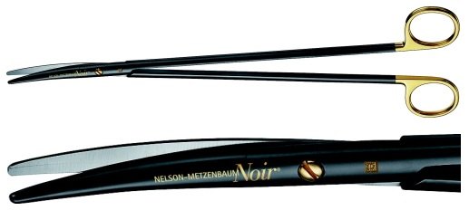 AE-BC281WB, NELSON-METZENBAUM 	NOIR DISSECTING SCISSORS 	W-CUT, CURVED 	280 mm, 11" 