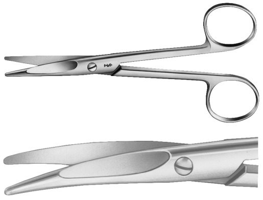 AE-BC577R, MAYO-STILLE 	DISSECTING SCISSORS 	CURVED, WITH CHAMFERED BLADES 	140 mm, 5 1/2" 