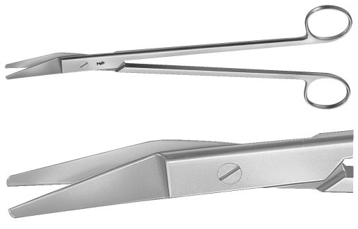 AE-BC595R, RESANO 	CARTILAGE SCISSORS 	ANGLED ON FLAT 	250 mm, 10" 