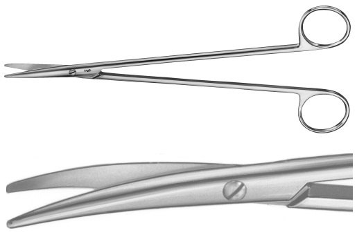 AE-BC615R, NELSON- METZENBAUM 	DISSECTING SCISSORS 	CURVED 	230 mm, 9" 