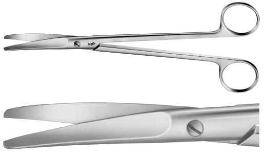 AE-BC708R, SIMS 	UTERINE SCISSORS 	CURVED BLUNT / BLUNT 	210 mm, 8 1/4" 
