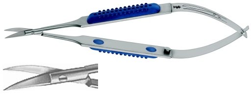 AE-FM012R, MÜLLER 	MICRO SCISSORS 	CURVED, SHARP / BLUNT 	120 mm, 4 3/4" 	