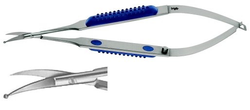 AE-FM014R, MÜLLER 	MICRO SCISSORS 	CURVED, PROBE POINTED/SHARP 	120 mm, 4 3/4" 