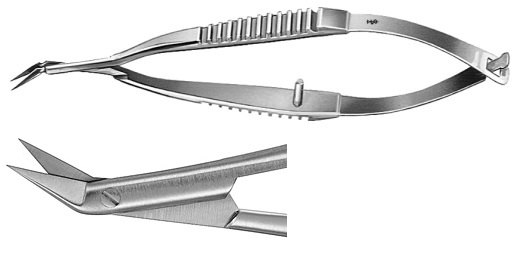 AE-FM431R, MICRO SCISSORS 	ANGLED 25°, ULTRA DELICATE BLADE 	165 mm, 6 1/2" 	
