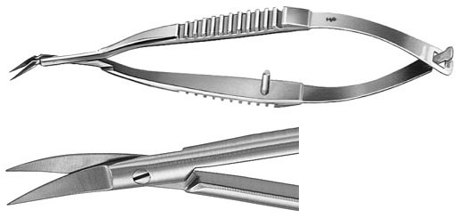 AE-FM436R, MICRO SCISSORS 	CURVED ON FLAT, DELICATE BLADE 	165 mm, 6 1/2"