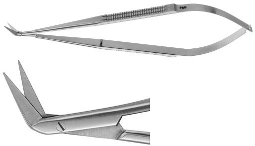 AE-FM439R, MICRO SCISSORS 	ANGLED 60°, DELICATE BLADE 	165 mm, 6 1/2" 