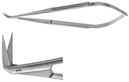 AE-FM440R, MICRO SCISSORS 	ANGLED 90°, DELICATE BLADE 	165 mm, 6 1/2"