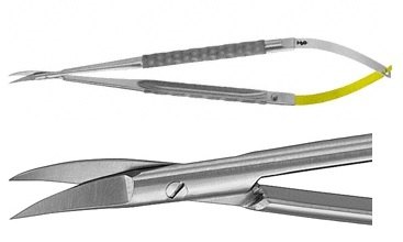 AE-FM481R, MICRO SCISSORS 	CURVED ON FLAT, DELICATE BLADE 	165 mm, 6 1/2" 