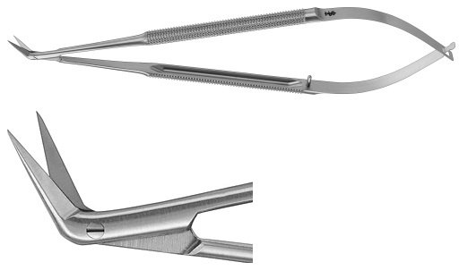 AE-FM484R, MICRO SCISSORS 	ANGLED 60°, DELICATE BLADE 	165 mm, 6 1/2"