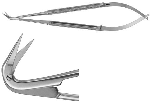 AE-FM486R, MICRO SCISSORS 	ANGLED 125°, DELICATE BLADE 	165 mm, 6 1/2" 