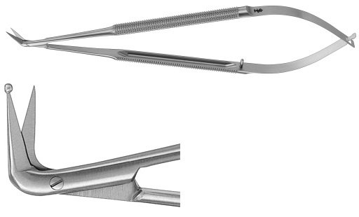 VASCULAR MICRO Scissors: Vascular Scissors, Straight, round handle, sharp  tips, 14 mm blades - 6,3” (16 cm)