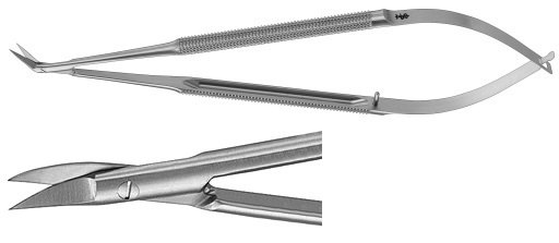 AE-FM503R, MICRO SCISSORS 	CURVED ON FLAT, ULTRA DELICATE BLADE 	165 mm, 6 1/2" 