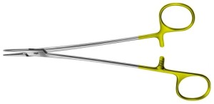 AE-BM051R, DE BAKEY DUROGRIP NEEDLEHOLDER ONE EXTENDED HANDLE AND CURVED RINGS ENSURE OPTIMUM GRIP, RECOMMENDED FOR SUTURE MATERIAL 4/0 - 6/0 195 mm, 7 3/4"