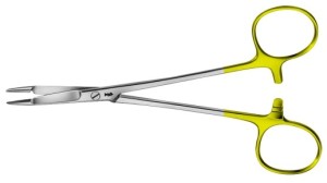 AE-BM128R, HEGAR-OLSEN MODIF. LANGE DUROGRIP NEEDLEHOLDER with scissors 145 mm, 5 3/4"