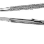 AE-FM221R, DIADUST MICRO NEEDLE HOLDER ROUND HANDLE, WITH CATCH, CURVED, RECOMMENDED FOR SUTURE MATERIAL 4/0 AND SMALLER 210 mm, 8 1/4"