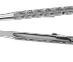 AE-FM223R, DIADUST MICRO NEEDLE HOLDER ROUND HANDLE, WITH CATCH, CURVED, RECOMMENDED FOR SUTURE MATERIAL 4/0 AND SMALLER 230 mm, 9"