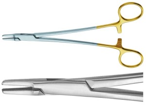AE-MB607R, DUROGRIP FRENCH EYE NEEDLE HOLDER JAW SERR 185 mm, 7 1/4"