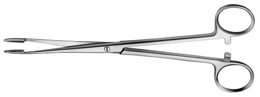 AE-BF033R, GROSS 	SPONGE FORCEPS 	CURVED, WITH RATCHET 	180 mm, 7" 