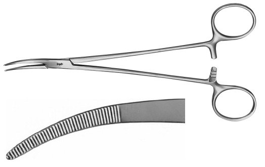 AE-BH199R, NISSEN ARTERY FORCEPS 	CURVED 	185 mm, 7 1/4" 