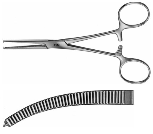 AE-BH619R, ROCHESTER- OCHSNER 	ARTERY FORCEPS 	1X2 TEETH, CURVED 	140 mm, 5 1/2" 