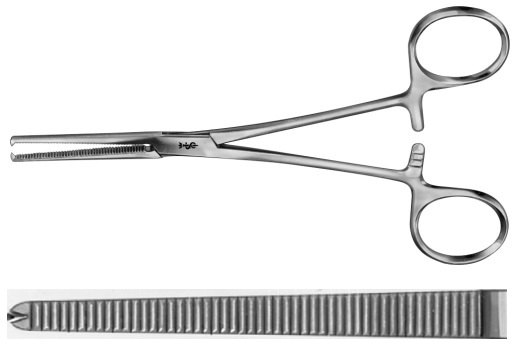 AE-BH644R, KOCHER-OCHSNER 	ARTERY FORCEPS 	STRAIGHT, 1 x 2 TEETH 	185 mm, 7 1/4"