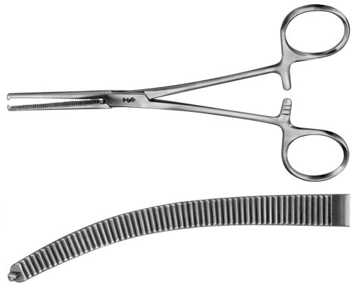 AE-BH647R, KOCHER-OCHSNER 	ARTERY FORCEPS 	CURVED, 1 x 2 TEETH 	200 mm, 8" 