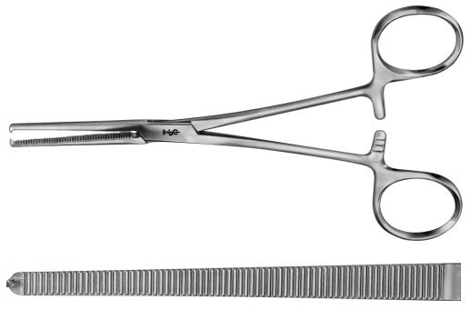AE-BH658R, KOCHER-OCHSNER 	HAEMOSTATIC FORCEPS 	STRAIGHT, 1 x 2 TEETH 	350 mm, 14" 