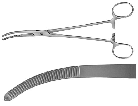 AE-BJ313R, MIKULICZ PERITONEUM FORCEPS 1X2 TEETH, CURVED 	205 mm, 8" 