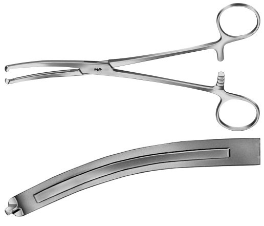 AE-BJ517R, MAINGOT HYSTERECTOMY CLAMPS 	1X2 TEETH, CURVED 	205 mm, 8"